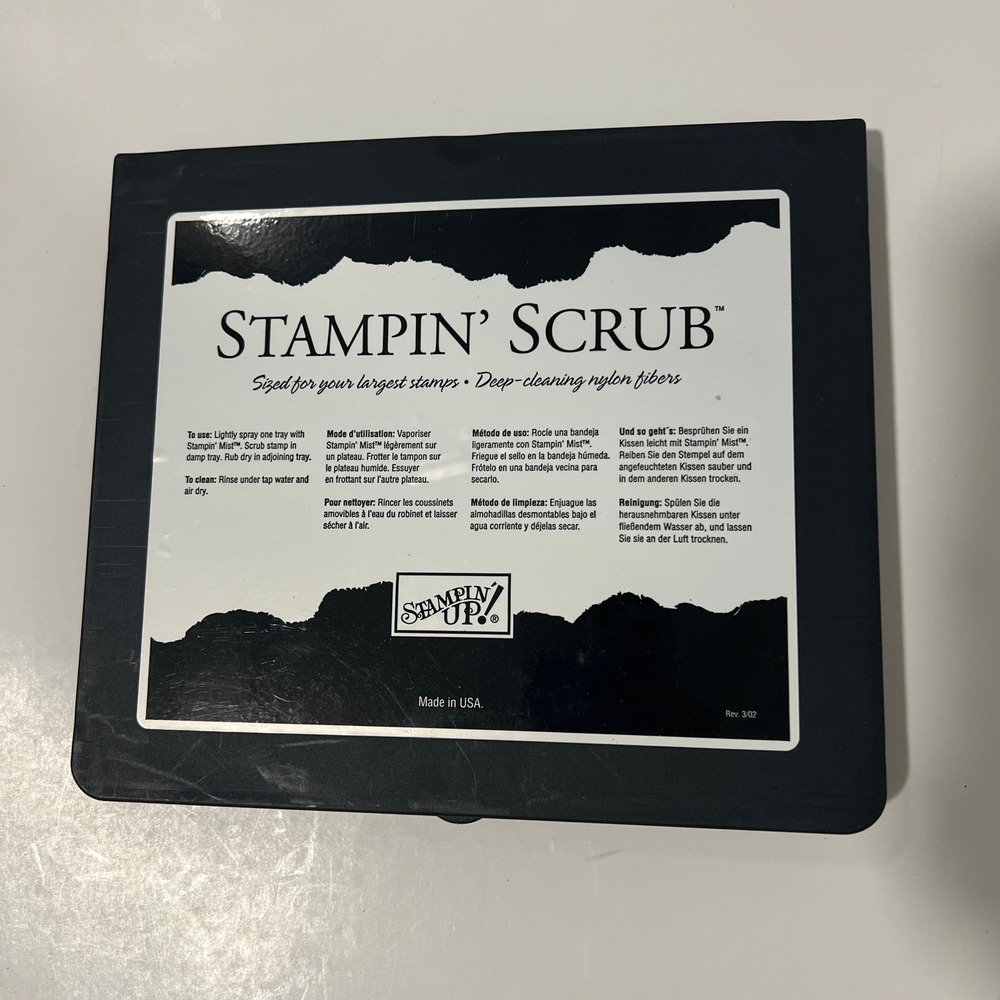 Stampin Up Stampin Scrub Large Rubber Stamp Cleaning Pad Black Case USA Made